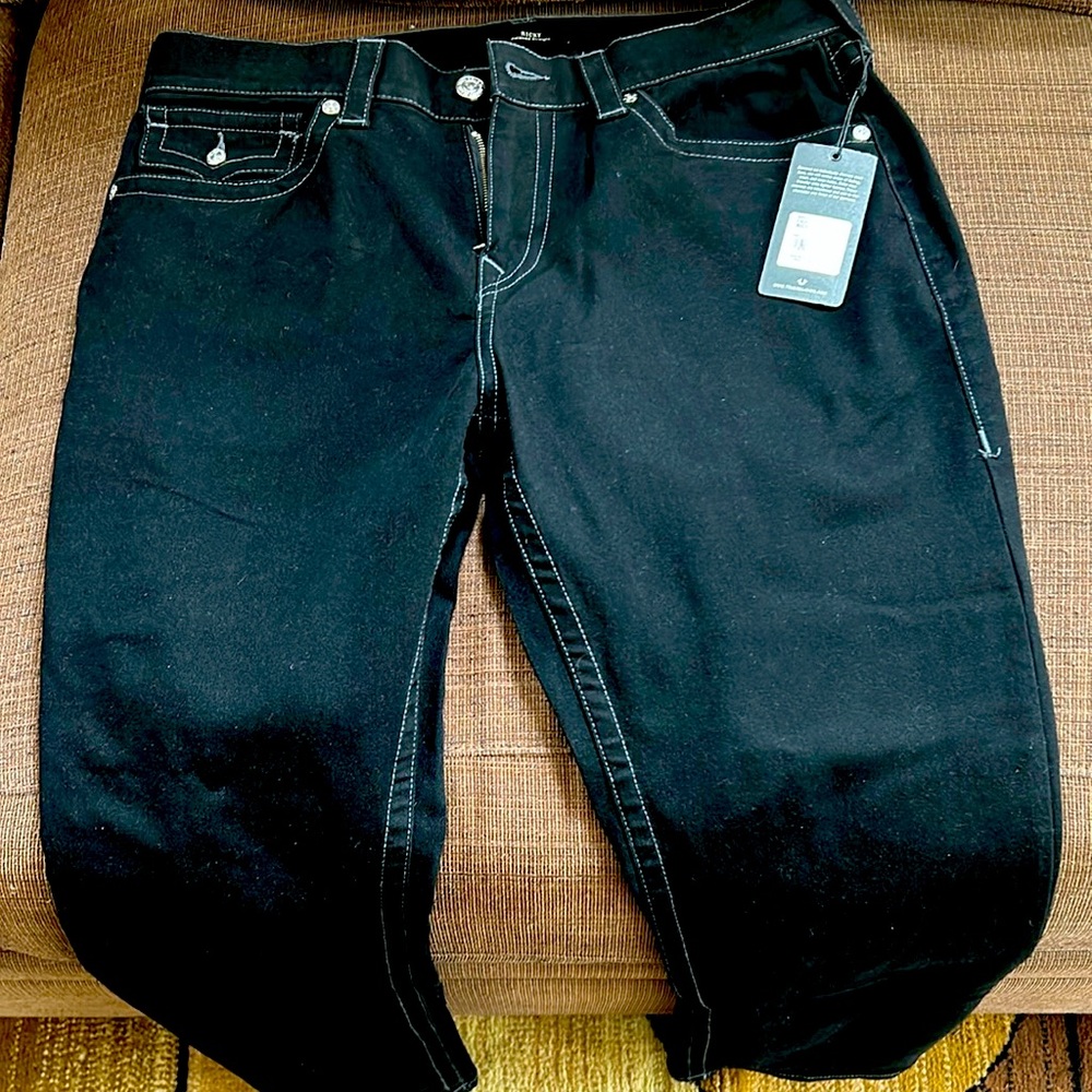 Black Denim Jeans with White Stitching
